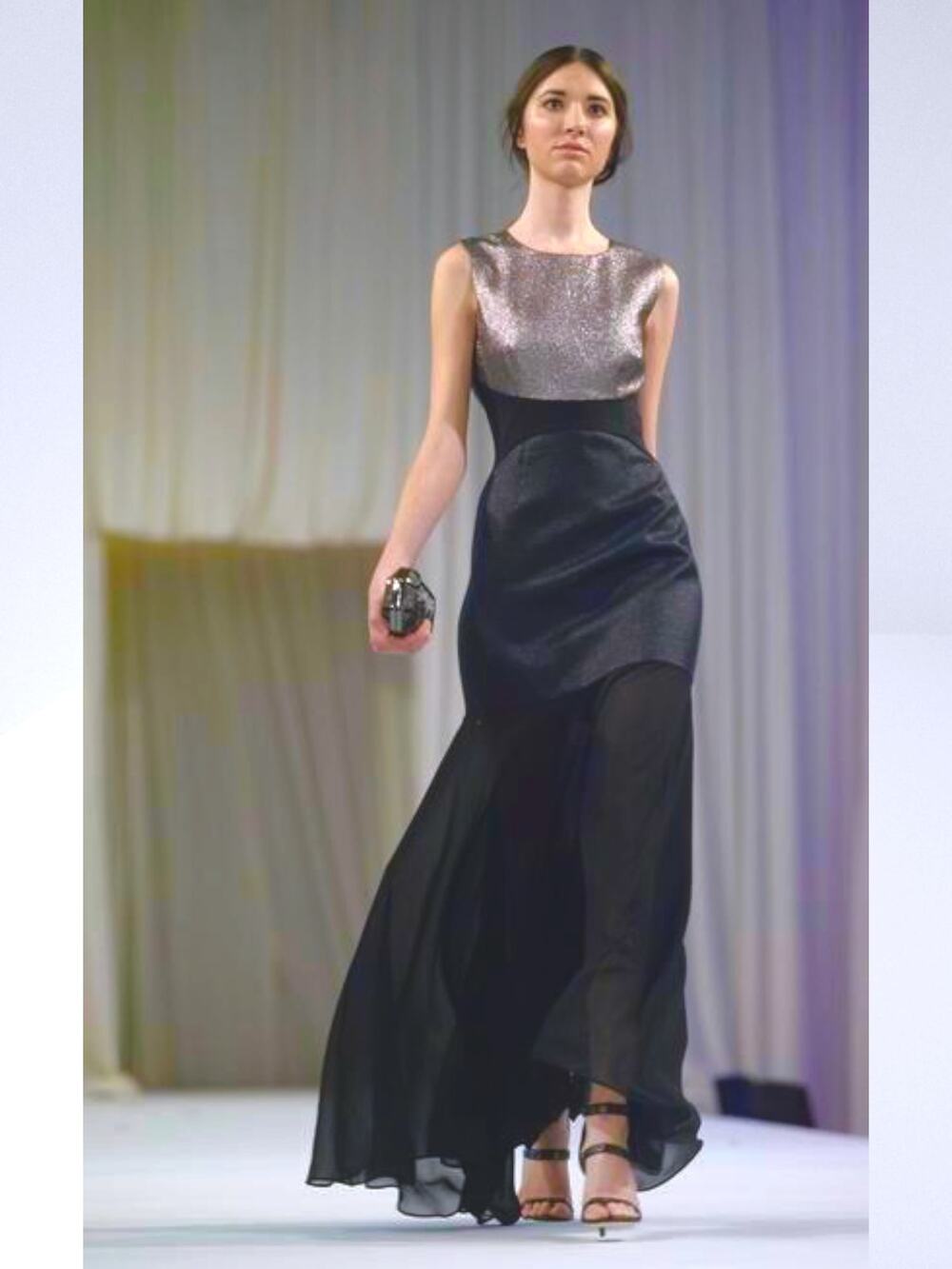 BCBGMAXAZRIA Odeya Evening Gown Dress Colorblock Contoured Metallic Wedding 10